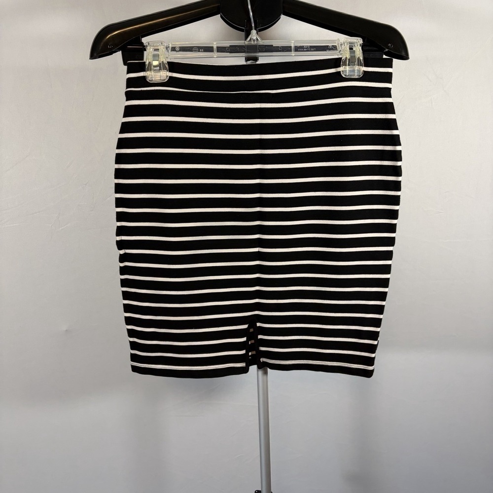 Charlotte Russe Large Y2K Black White Stripe Mini Pencil Skirt Sexy Whimsygoth - Picture 2 of 8